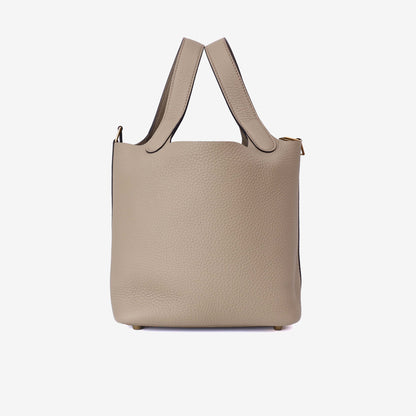 Hermès Picotin 18 in Beige Marfa Clemence Leather with Gold Hardware side view
