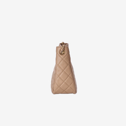 Chanel Pearl Crush Hobo Bag in Beige Lambskin Leather with Gold Hardware