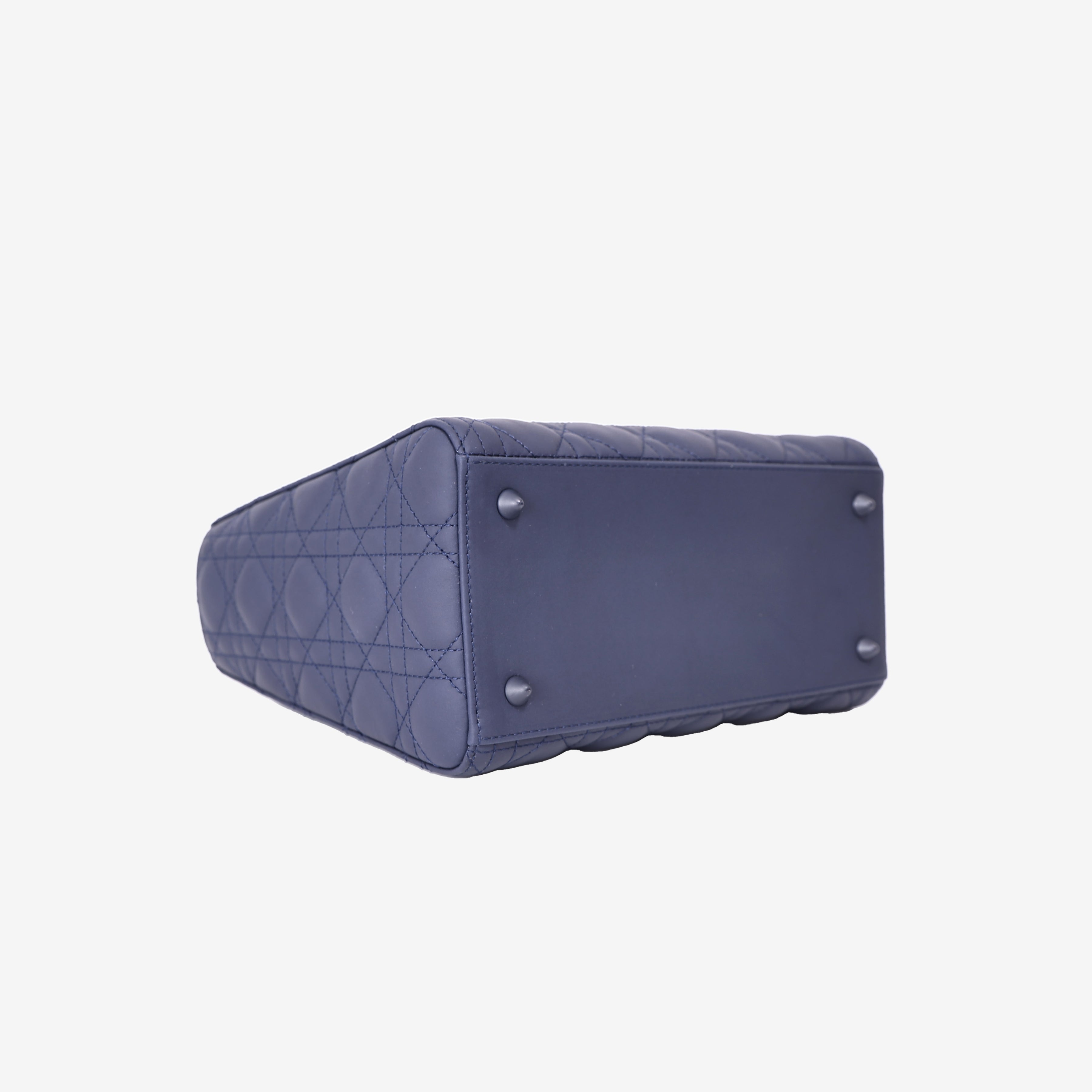 Christian Dior Lady Dior Medium in Navy Ultra Matte Calfskin Leather with Matte Hardware bottom side view