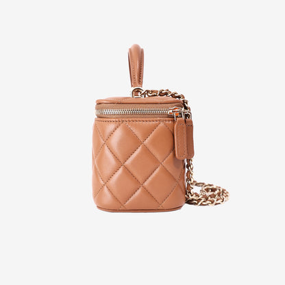 Chanel Vanity Case in Brown Lambskin with Gold Hardware