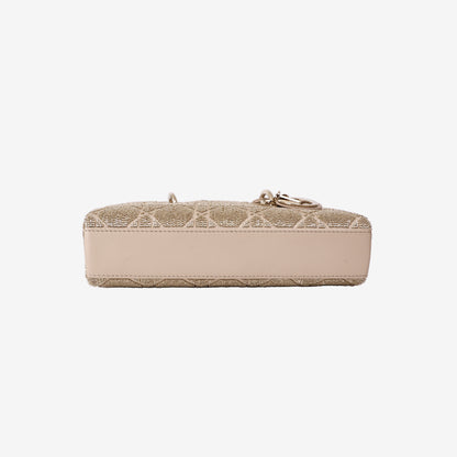 Dior D-Joy Bag in Beige Raffia with Cannage Motif and Gold Hardware