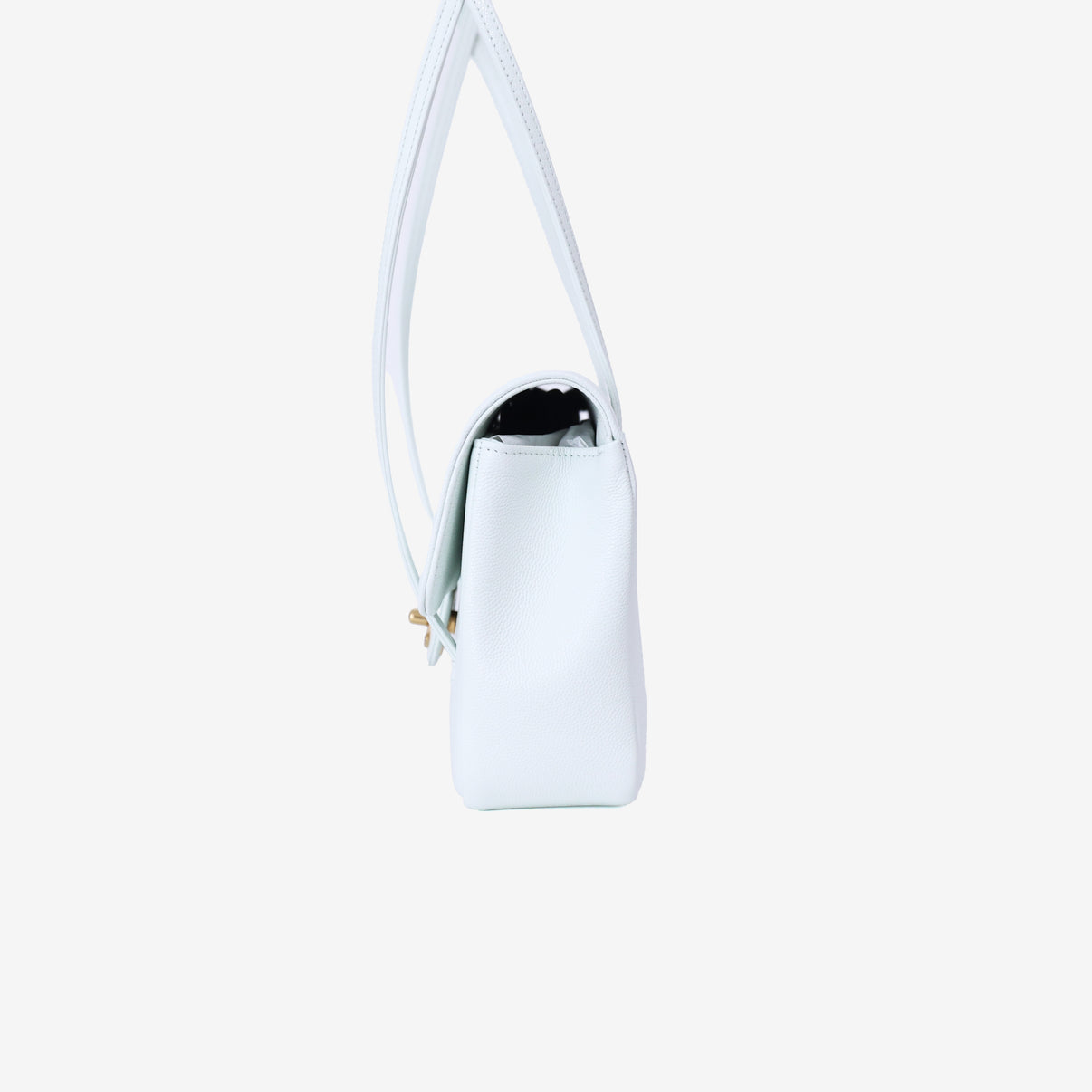 Chanel 26P Preppy Flap Small in Light Blue Calfskin Leather with Gold Hardware side view
