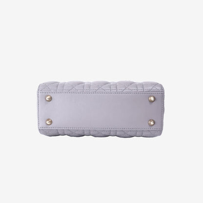 Dior Lady Dior Small in Grey Lambskin Leather with Gold Hardware