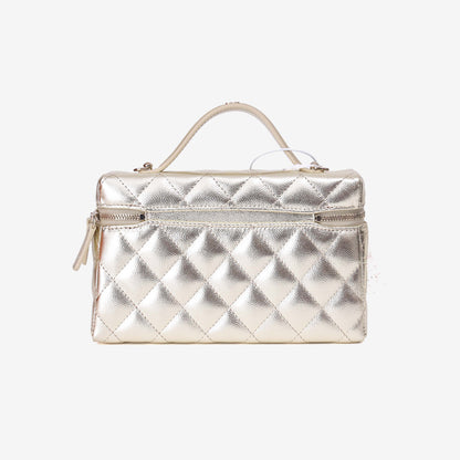 Chanel Lining LP Vanity Case in Metallic Gold Caviar Leather with Gold Hardware (Contact to Enquire)
