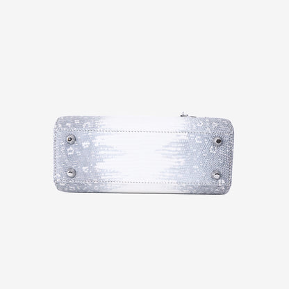Dior Mini Lady Dior in White/Grey Lizard Leather with Silver Hardware