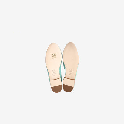 Chanel 26K Ballet Flats in Iridescent Turquoise Leather (Size 36)