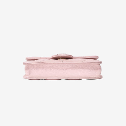 Chanel Wallet on Chain in Pink Caviar Leather with Gold Hardware bottom view