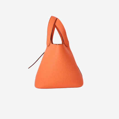 Hermès Picotin Lock 18 in Orange Clemence Leather with Palladium Hardware