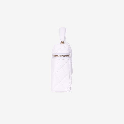 Chanel Lining LP Vanity Case in White Caviar Leather in Gold Hardware