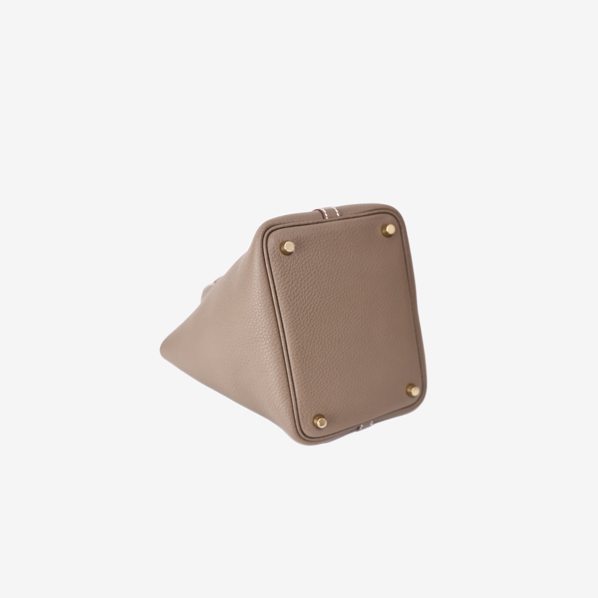 Hermès Picotin 18 in Étoupe Clemence Leather with Gold Hardware bottom side view