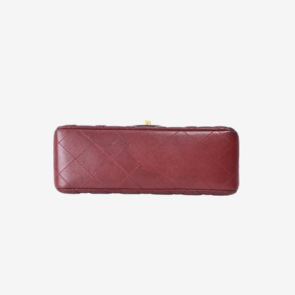Chanel Classic Mini Flap Bag in Burgundy Lambskin Leather with Gold Hardware