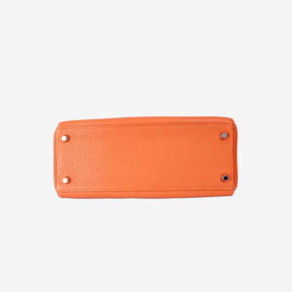 Hermès Kelly 28 in Orange Clemence Leather with Palladium Hardware