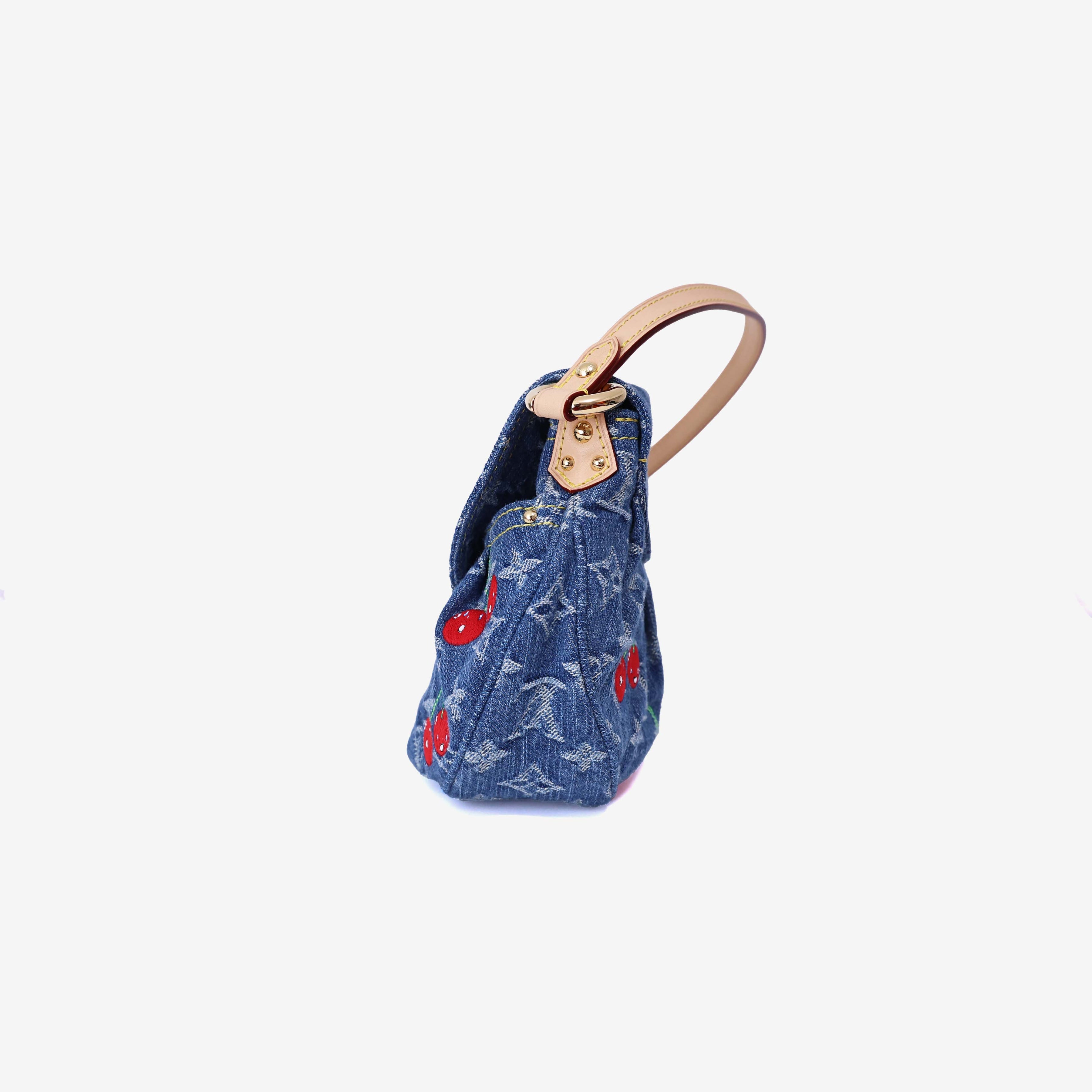 Louis Vuitton x Takashi Murakami Sunset Bag in Monogram Denim Cerises with Gold Hardware side view