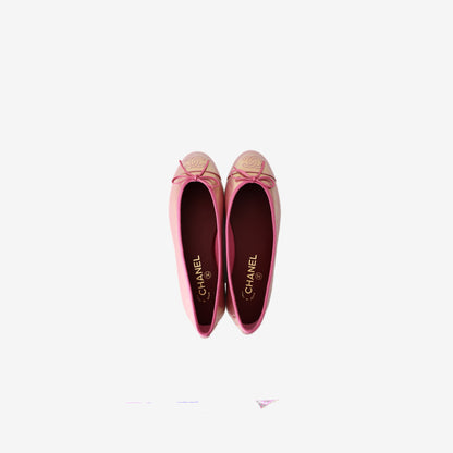 Chanel 26K Ballet Flats in Pink Turquoise Leather (Size 38)