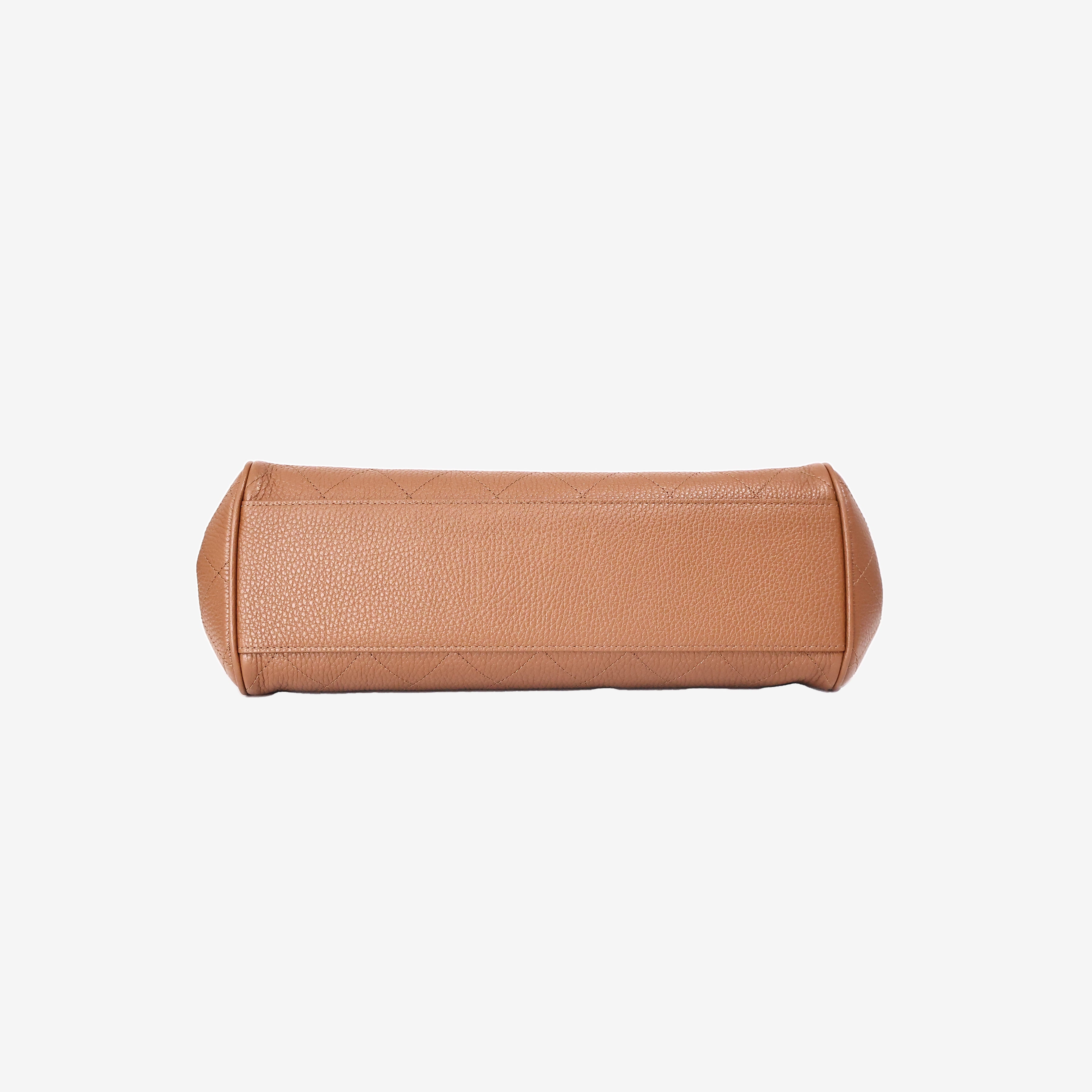 Chanel 26S Shopping Bag in Camel Brown Calfskin Leather with Gold Hardware bottom view