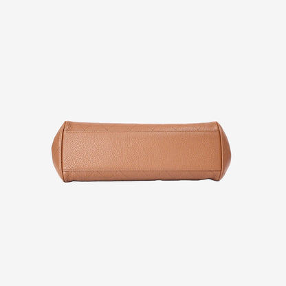 Chanel 26S Shopping Bag in Camel Brown Calfskin Leather with Gold Hardware bottom view
