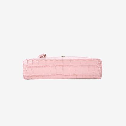 Chanel Crocodile-Embossed Slim Vanity Case in Pink Calfskin Leather with Gold Hardware