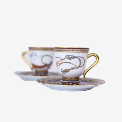 Hermès Cheval d’Orient Coffee Cup & Saucer Set in Multicolour Porcelain detail view