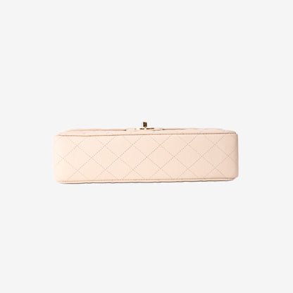 Chanel Classic Medium Flap Bag in Beige Caviar Leather with Gold Hardware