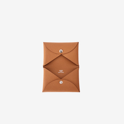 Hermès Calvi Card Holder in Gold Epsom Leather
