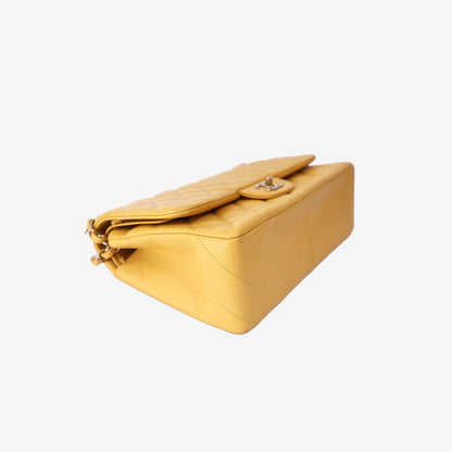 Chanel Jumbo Classic Double Flap Bag in Yellow Caviar Leather with Gold Hardware