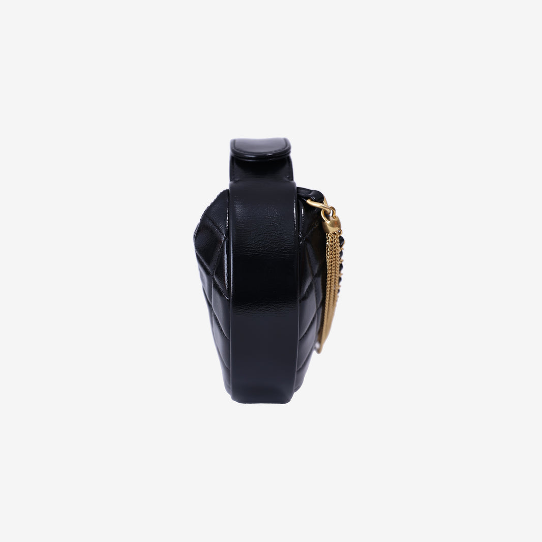 Chanel Mini Bow Hobo Pouch in Black Calfskin Leather with Gold Hardware side view