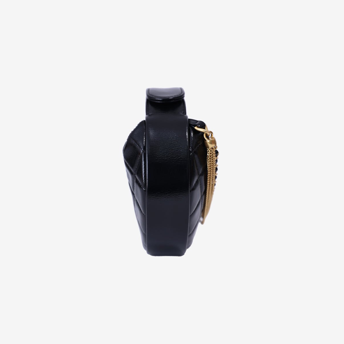 Chanel Mini Bow Hobo Pouch in Black Calfskin Leather with Gold Hardware side view