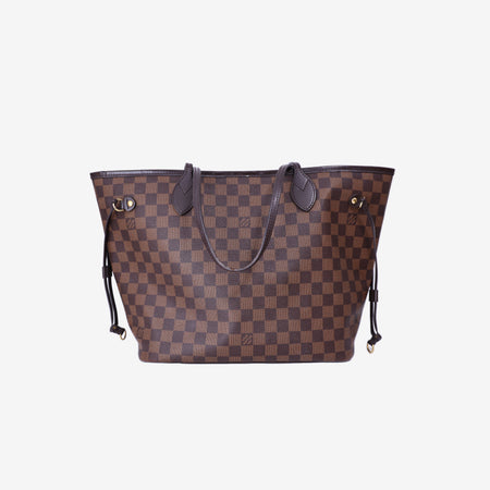 Louis Vuitton Neverfull Tote Bag in Brown Monogram Canvas Leather with Gold Hardware front view