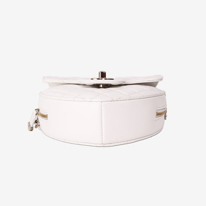Chanel Heart Bag in White Lambskin with Gold Hardware