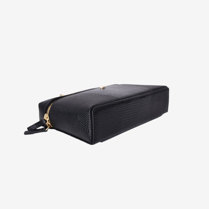Chanel 26A Vanity Bag in Black Lizard Leather with Gold Hardware