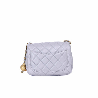Chanel Pearl Crush Mini Square in Grey Lambskin with Gold Hardware (Contact to Enquire)