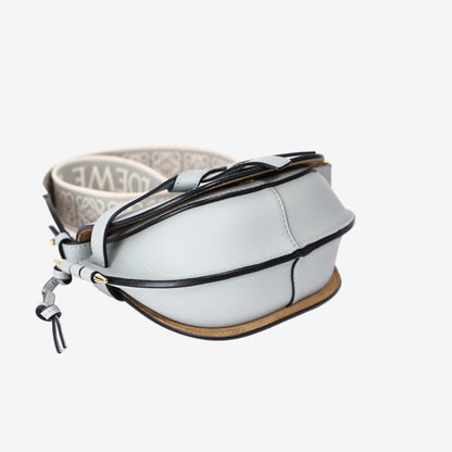 Loewe Gate Dual Mini Bag in Blue Calfskin Leather with Gold Hardware