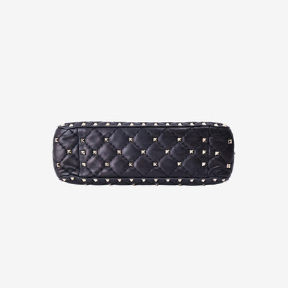 Valentino Garavani Rockstud Spike Handbag in Black Nappa Lambskin Leather with Gold Hardware