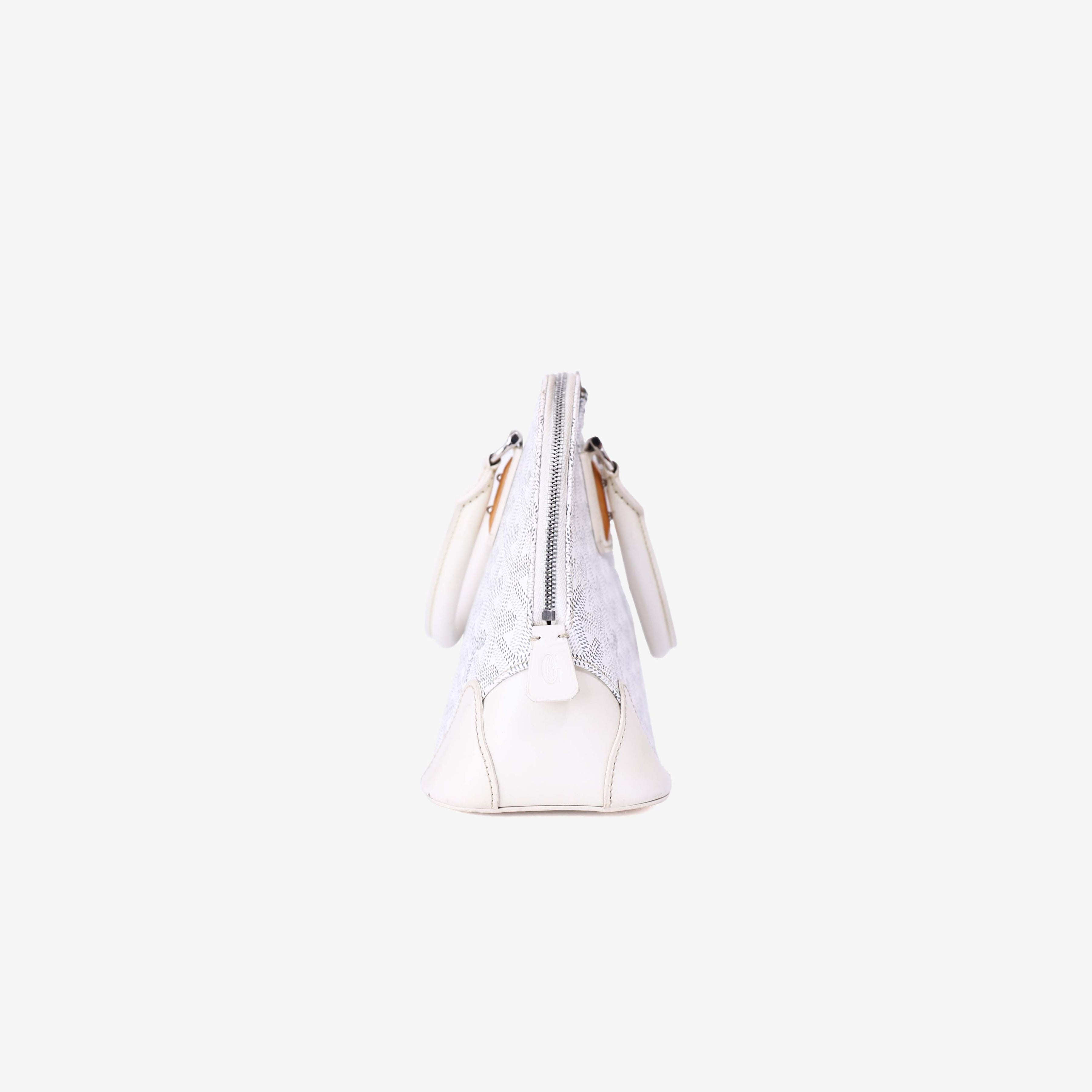 Goyard Mini Vendôme Handbag in White Goyardine Canvas side view