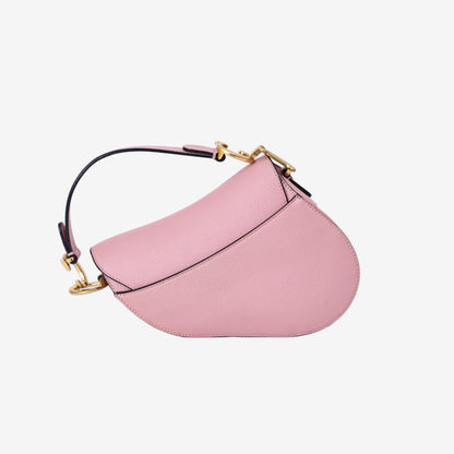 Dior Saddle Mini in Pink Calfskin Leather with Gold Hardware back view
