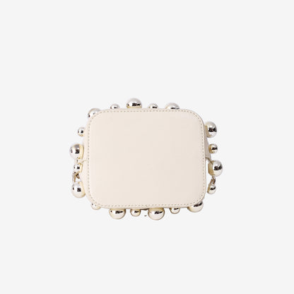 Fendi Mon Trésor Mini Bucket Bag in Ivory/Off-White Calfskin Leather with Gold Hardware