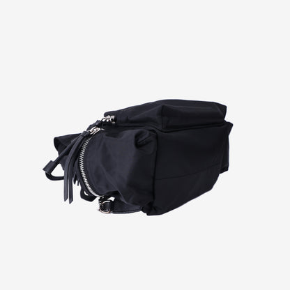 Burberry Medium Crossbody Rucksack Backpack in Black Nylon/Calfskin Leather with Silver Hardware