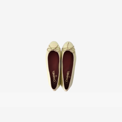 Chanel 26K Ballet Flats in Iridescent Gold Leather (Size 38.5)