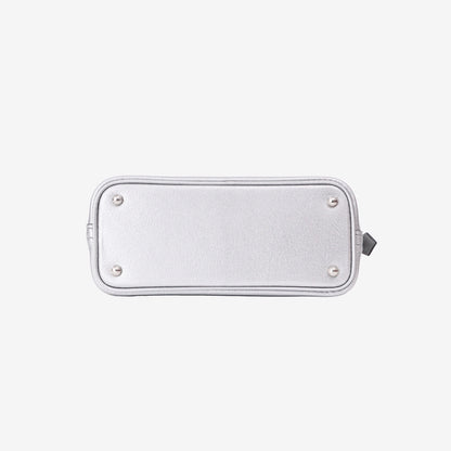 Hermès Mini Bolide in Chamkilight Argent Chevre Leather with Palladium Hardware bottom view