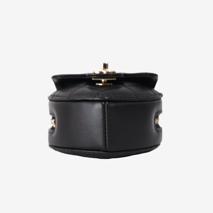 Chanel Quilted Lambskin CC in Love Heart Coin Purse in Black with Gold Hardware