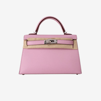 *HOT* Hermès Mini Kelly 20 in Mauve Sylvestre Epsom Leather with Palladium-Plated Hardware