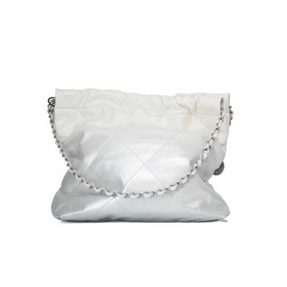 Chanel 22 Bag in White Calfskin Leather with Palladium Hardware (Contact to Enquire)