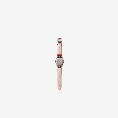 Chopard Happy Sport 36mm Watch in Stainless Steel with Red Alligator Leather Strap and Floating Diamonds