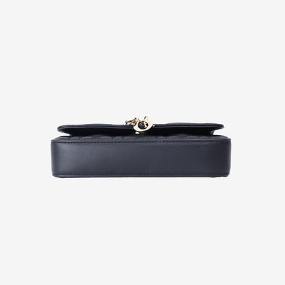 Dior My Dior Talk Phone Pouch in Black Lambskin Leather with Gold Hardware