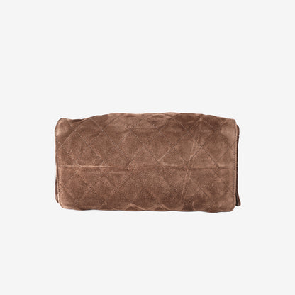 Chanel 26K 25 Hobo Bag Small in Brown Suede with Gold Hardware