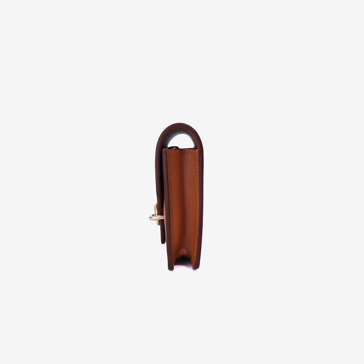 Hermès Roulis Slim Wallet in Gold Evercolor Leather with Gold Hardware side view