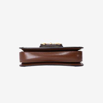 Gucci Horsebit 1955 Shoulder Bag in Beige Brown GG Canvas and Calfskin Leather with Gold Hardware