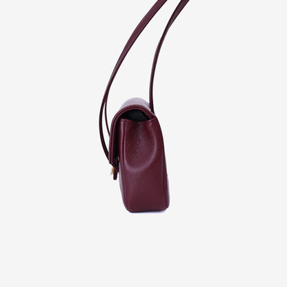 Chanel 26P Preppy Flap Mini in Dark Burgundy Calfskin Leather with Gold Hardware side view