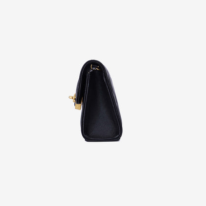 Chanel Coco Love Clutch on Chain in Black Lambskin Leather with Gold Hardware