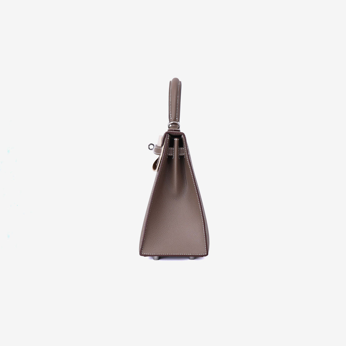 Hermès Kelly 25 in Etoupe Epsom Leather with Palladium Hardware side view